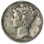 1928 Mercury Dime XF