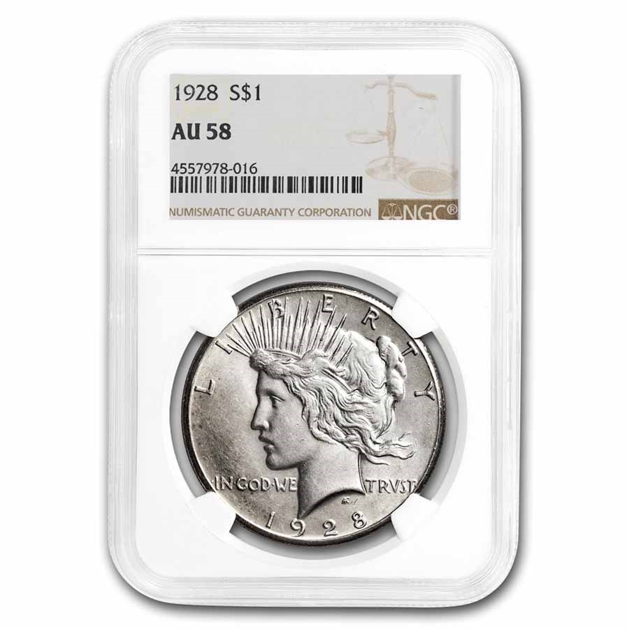 1928 Peace Dollar AU-58 NGC