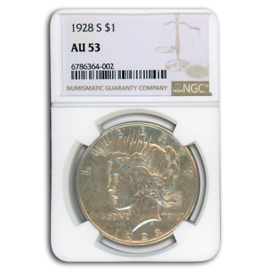 1928-S Peace Dollar AU-53 NGC