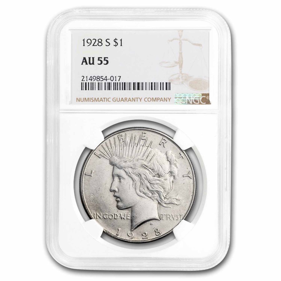 1928-S Peace Dollar AU-55 NGC