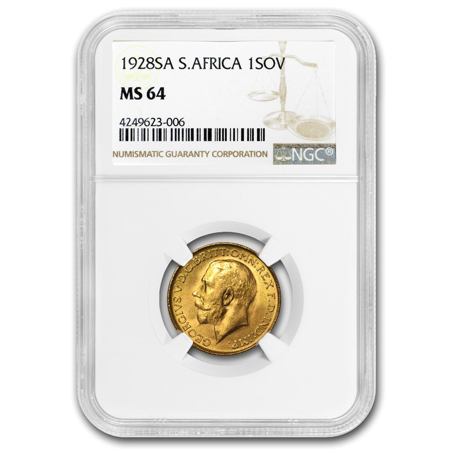 1928-SA South Africa Gold Sovereign MS-64 NGC