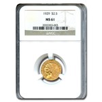 1929 $2.50 Indian Gold Quarter Eagle MS-61 NGC