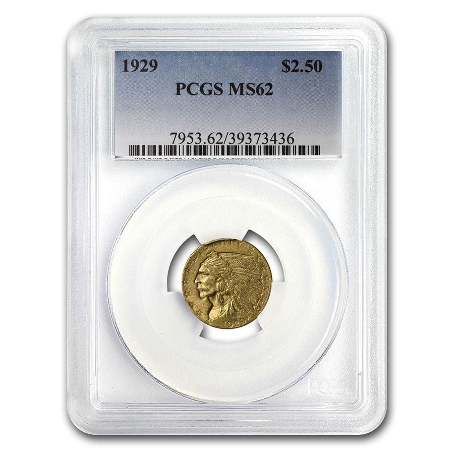 1929 $2.50 Indian Gold Quarter Eagle MS-62 PCGS