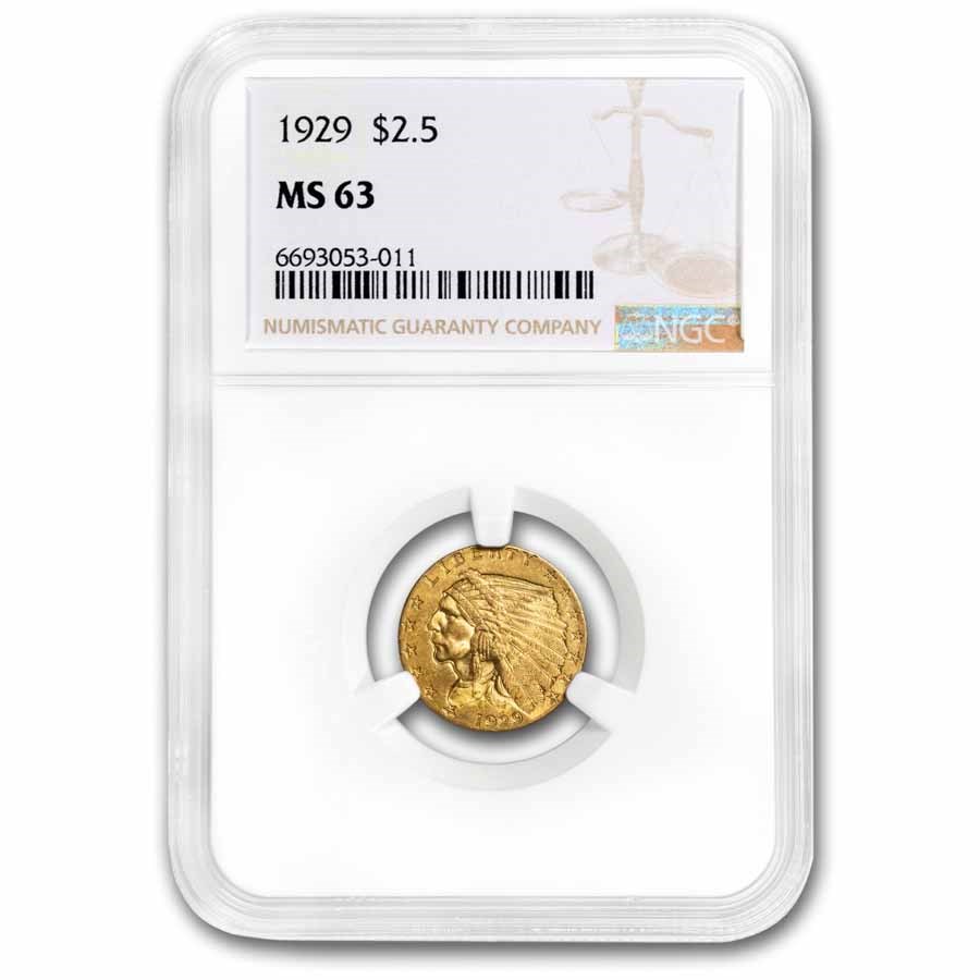 1929 $2.50 Indian Gold Quarter Eagle MS-63 NGC