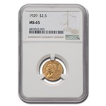 1929 $2.50 Indian Gold Quarter Eagle MS-65 NGC