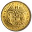 1929 Colombia Gold 5 Pesos Coin BU