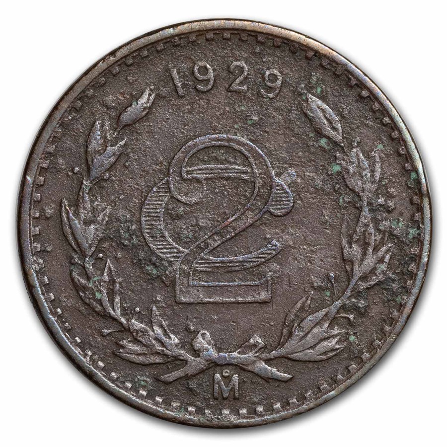 1929 Mexico Bronze 2 Centavos XF (Details)