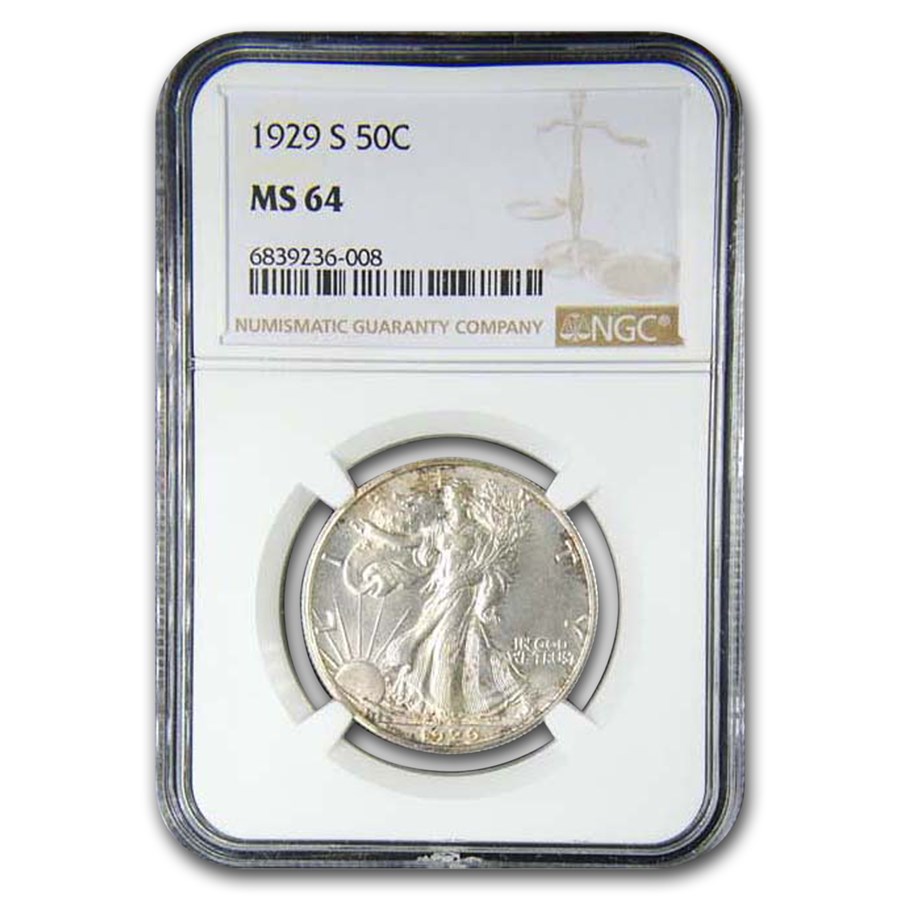 1929-S Walking Liberty Half Dollar MS-64 NGC