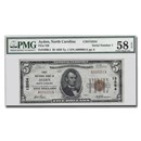 1929 Type 1 $5.00 Ayden, NC AU-58 PMG (Fr#1800-1) CH#13554,# 1