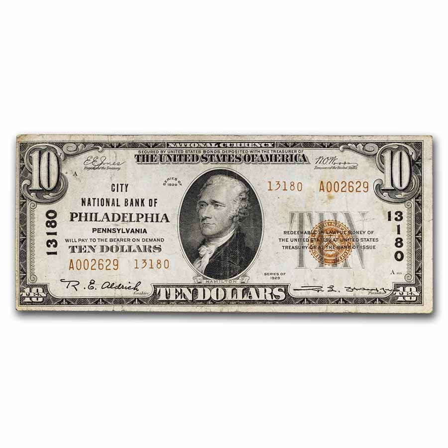 1929 Type 2 $10 Philadelphia, PA VF (Fr#1801-2) CH#13180