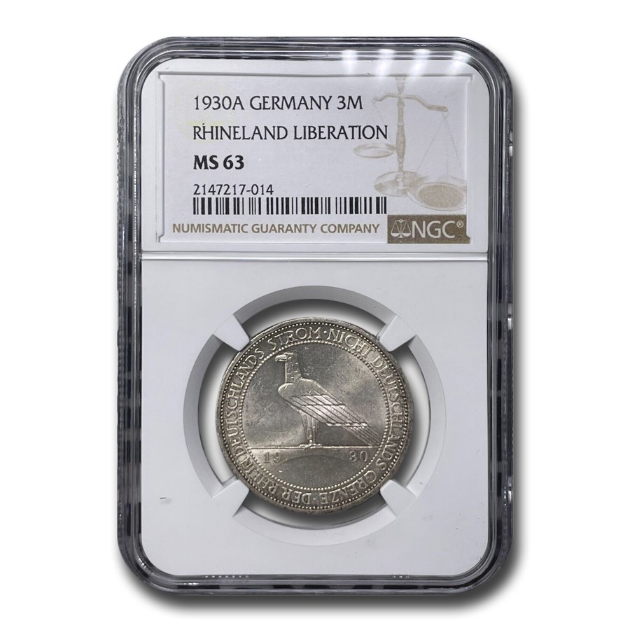 1930-A Germany Silver 3 Mark MS-63 NGC