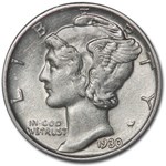 1930 Mercury Dime AU