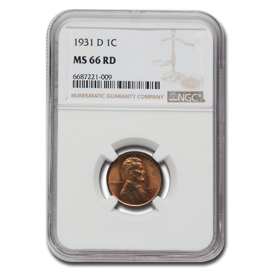 1931-D Lincoln Cent MS-66 NGC (Red)