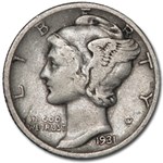 1931-D Mercury Dime VF