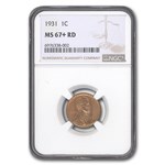 1931 Lincoln Cent MS-67+ NGC (Red)