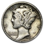 1931 Mercury Dime XF