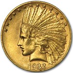 1932 $10 Indian Gold Eagle AU