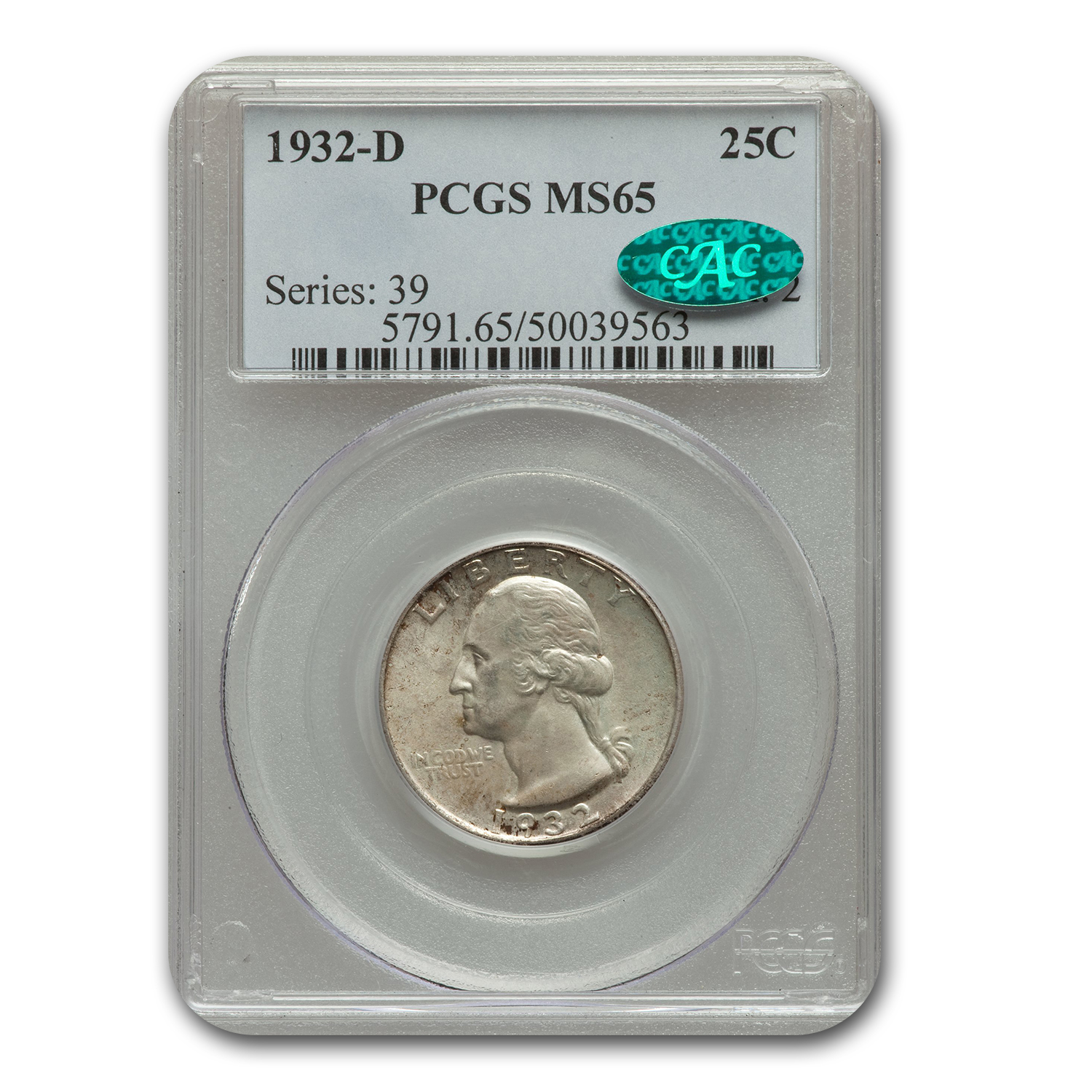 Buy 1932-D Washington Quarter MS-65 PCGS CAC | APMEX