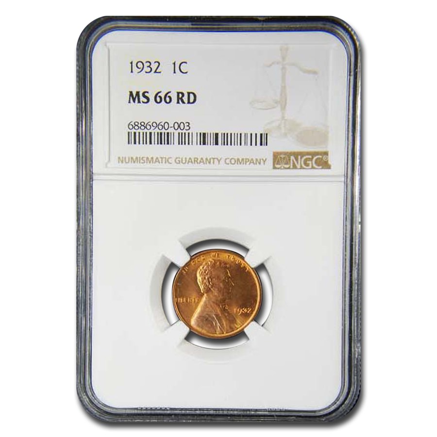 1932 Lincoln Cent MS-66 NGC (Red)