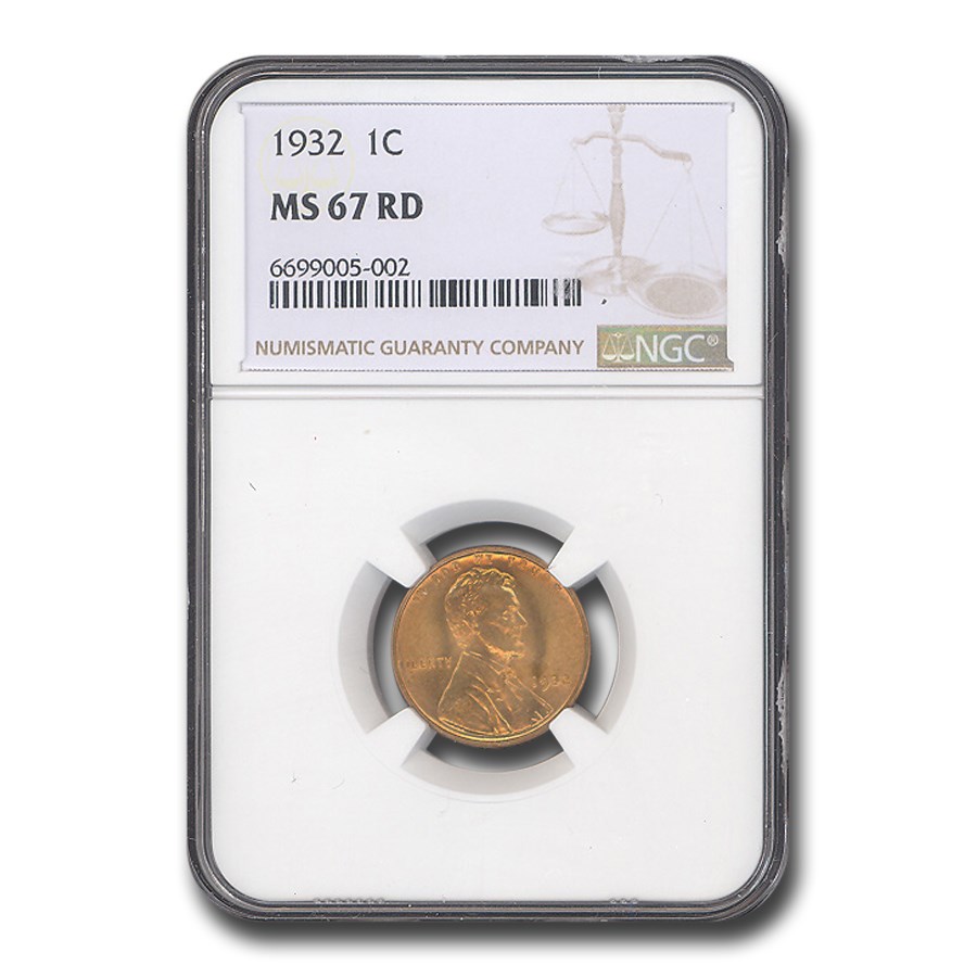 1932 Lincoln Cent MS-67 NGC (Red)