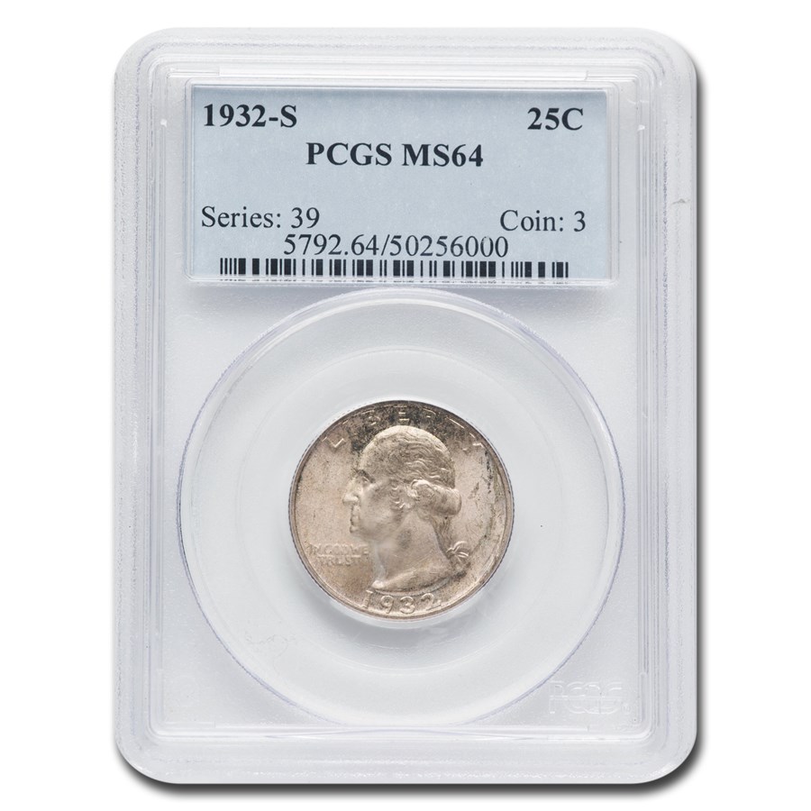 1932-S Washington Quarter MS-64 PCGS