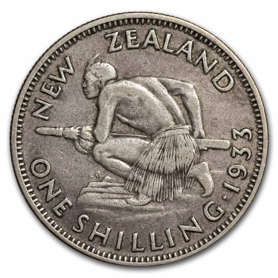 1933-1935 New Zealand Silver Shilling George V XF