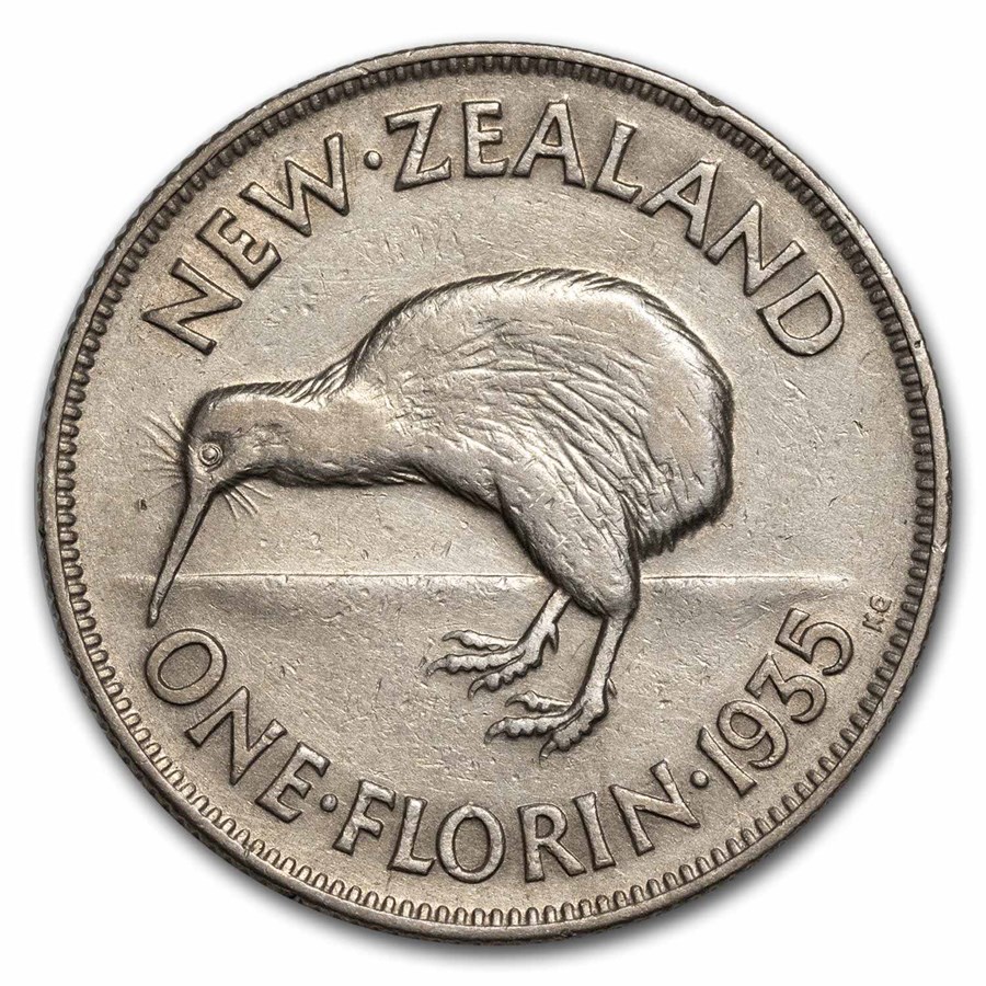 1933-1936 New Zealand Silver Florin George V XF