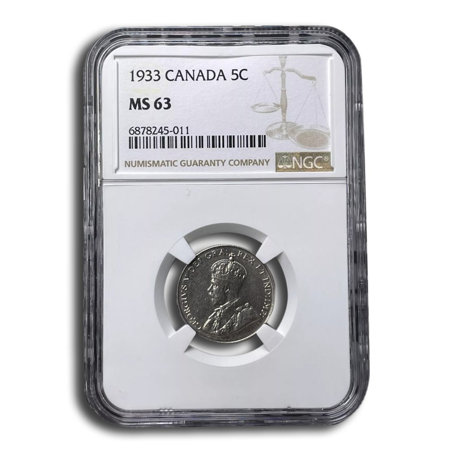 1933 Canada 5 Cents George V MS-63 NGC