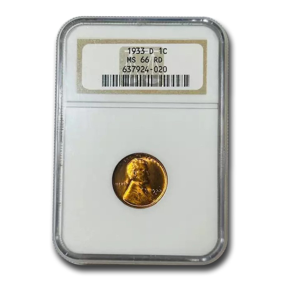 1933-D Lincoln Cent MS-66 NGC (Red)