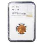 1933-D Lincoln Cent MS-67 NGC (Red)