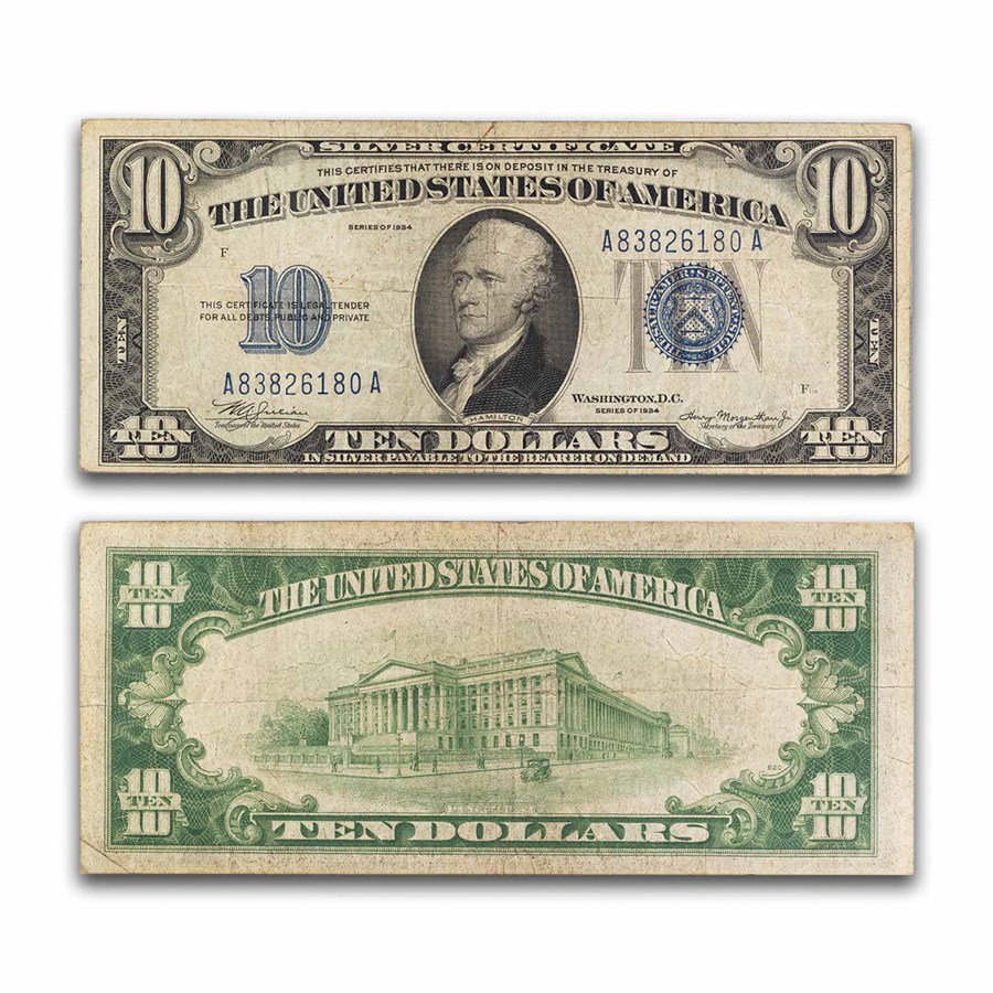 1934 $10 Silver Certificate Fine (Fr#1701) Mule