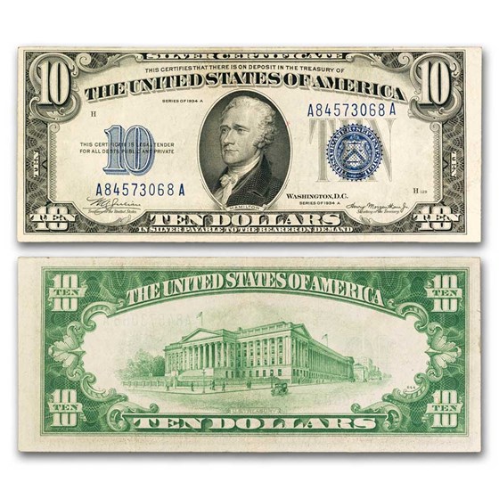 Buy 1934-a $10 Silver Certificate Vf 