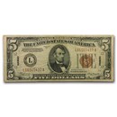 1934-A $5.00 Brown Seal Hawaii VF (Fr#2302)