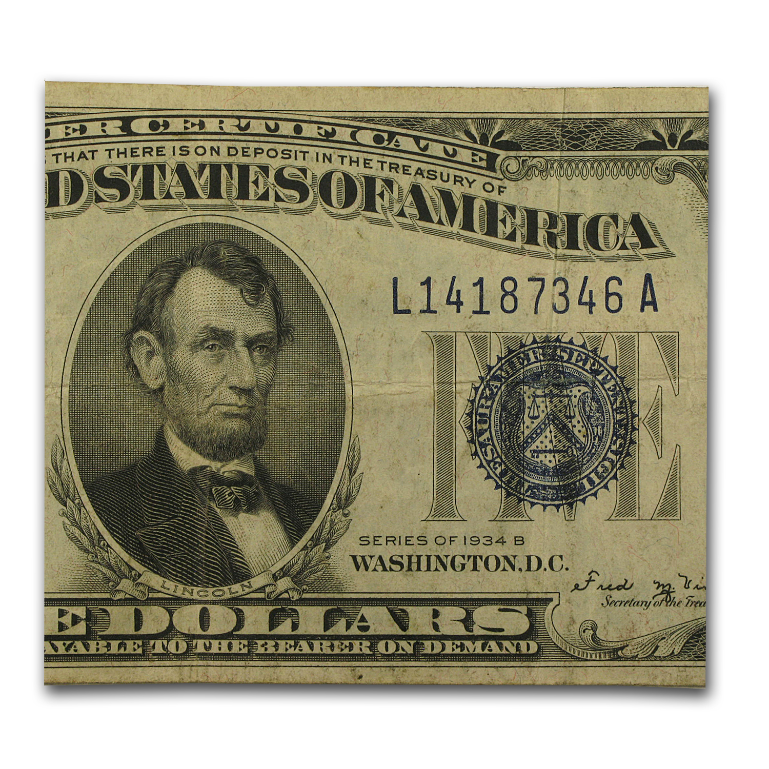 Buy 1934-B $5.00 Silver Certificate Fine | APMEX