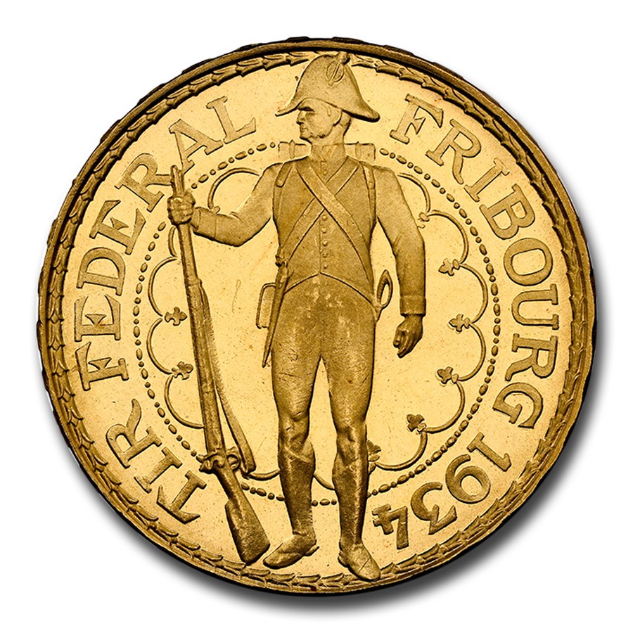 1934-B Switzerland Gold 100 Francs Shooting Thaler MS-65 NGC