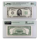 1934-C (B-New York) $5.00 FRN CU-64 EPQ PMG (Fr#1959-Bw) Wide