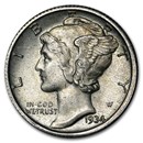 1934-D Mercury Dime AU