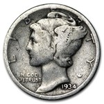 1934-D Mercury Dime Good/VF