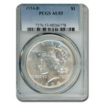 1934-D Peace Dollar AU-53 PCGS