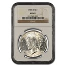 1934-D Peace Dollar MS-62 NGC