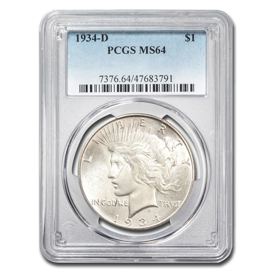 1934-D Peace Dollar MS-64 PCGS