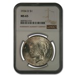 1934-D Peace Dollar MS-65 NGC