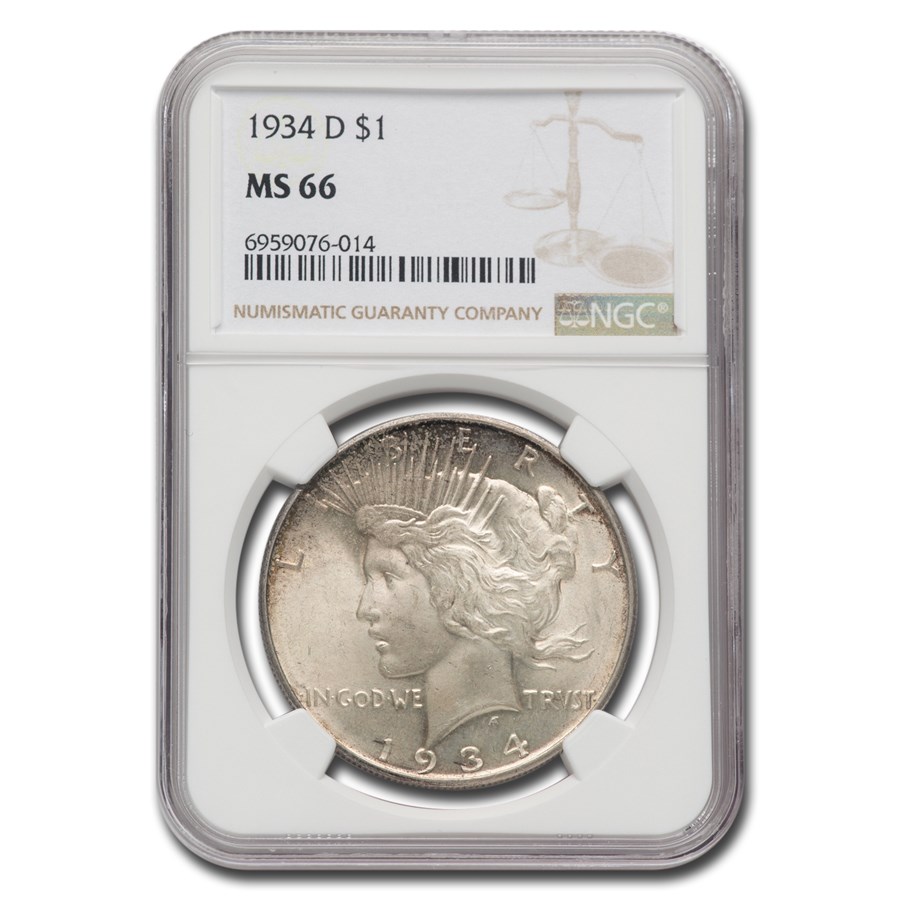 1934-D Peace Dollar MS-66 NGC