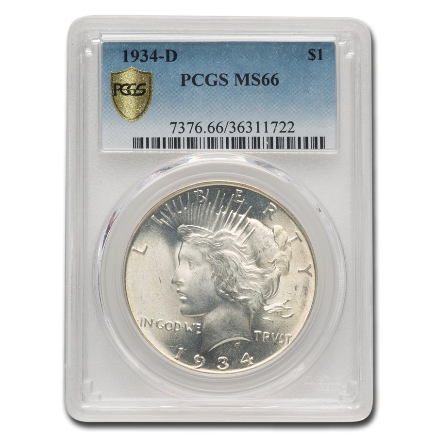 1934-D Peace Dollar MS-66 PCGS