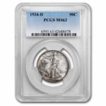 1934-D Walking Liberty Half Dollar MS-63 PCGS