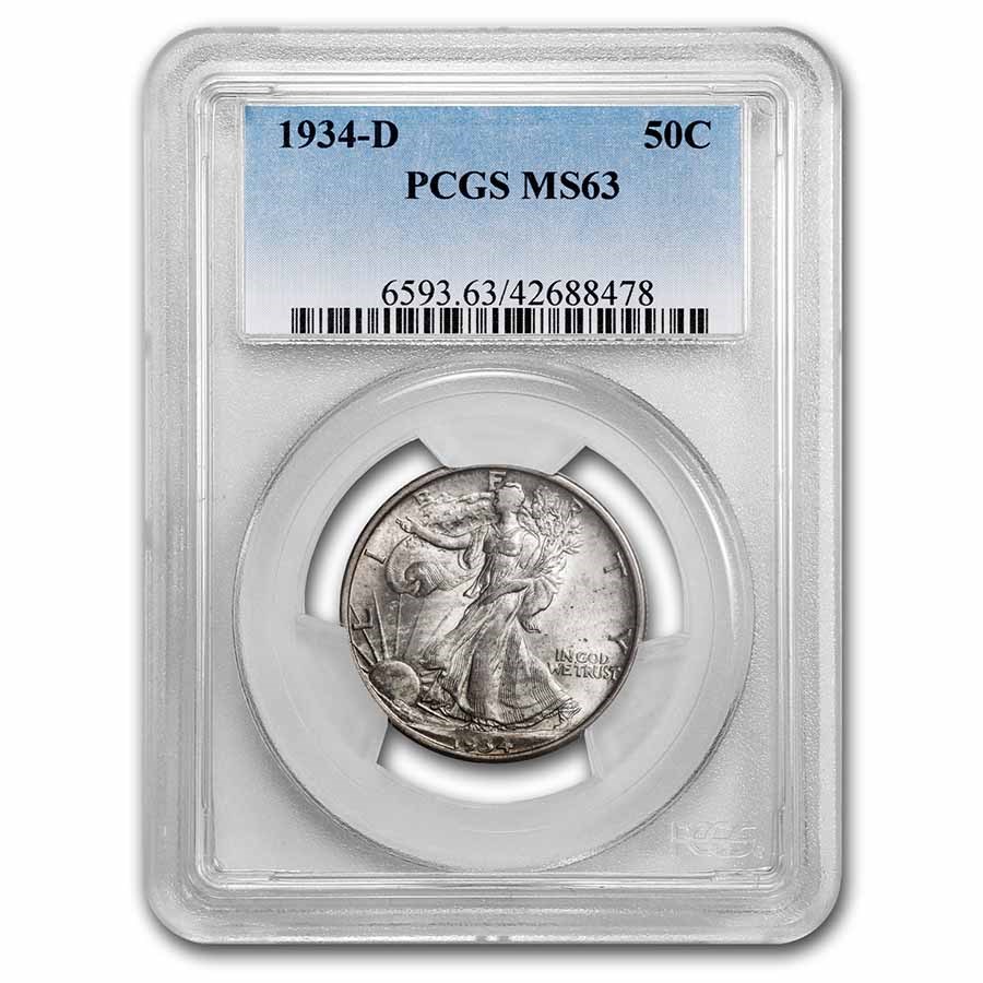 Buy 1934-D Walking Liberty Half Dollar MS-63 PCGS | APMEX