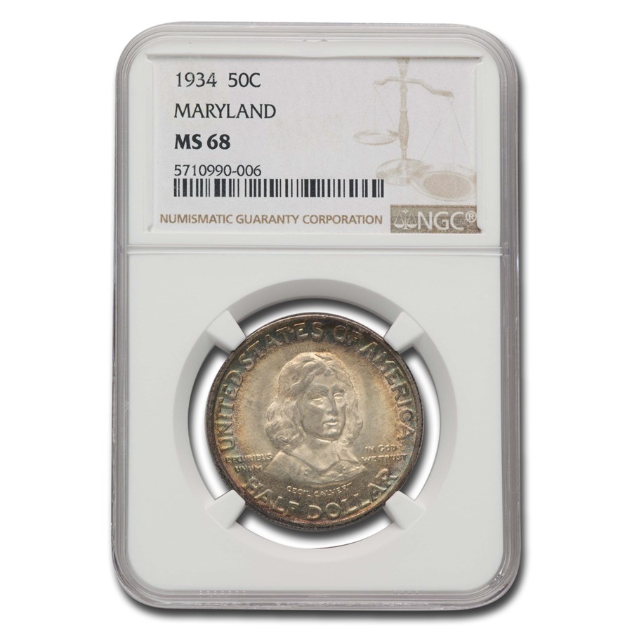 1934 Maryland Tercentenary Half Dollar MS-68 NGC