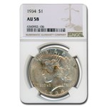 1934 Peace Dollar AU-58 NGC