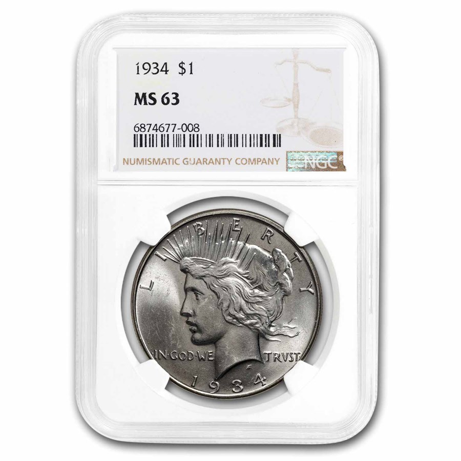 1934 Peace Dollar MS-63 NGC