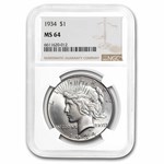 1934 Peace Dollar MS-64 NGC